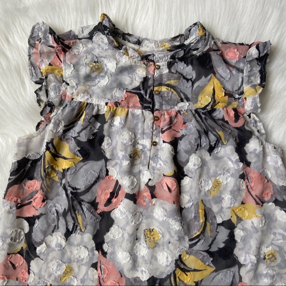 Loft Quarter Button High Low Floral Blouse - Picture 2 of 9